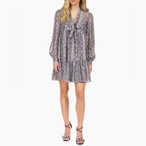 MICHAEL KORS ADDER CHIFFON SNAKESKIN DRESS